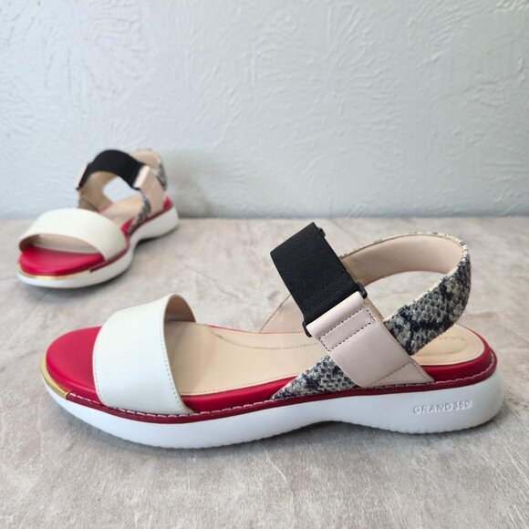 Cole Haan Grand Ambition Comfort Sandals White Snake Print Casual Walking Sz 7 - Picture 1 of 11
